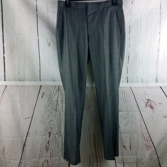 Billy London UK Gray Check Men's Dress Pants 34x33.5 Flat Front - Picture 1 of 9